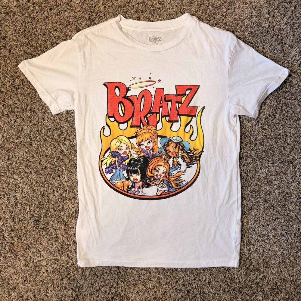 Bratz White Graphic Logo Crew Neck T-Shirt Unisex M Short Sleeve